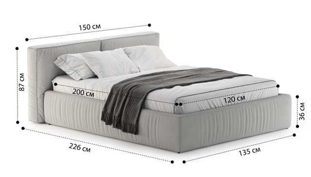 Кровать Лофт с подъемным механизмом и ящиками Velutto soft 992 1.2