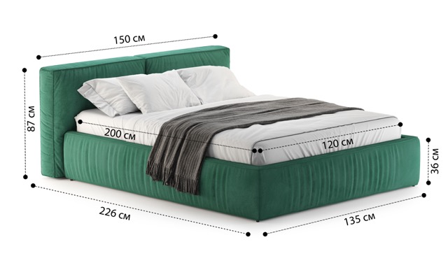 Кровать Лофт с подъемным механизмом и ящиками Velutto soft 667 1.2
