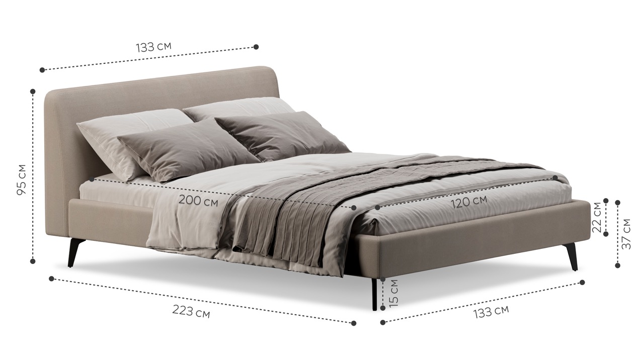 Кровать Симпл на ножках 120х200 велюр velutto soft 113
