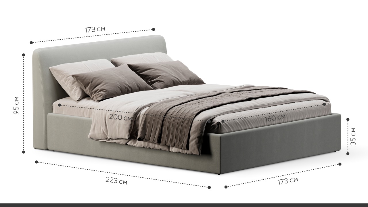 Кровать Симпл 160х200 велюр velutto soft 992