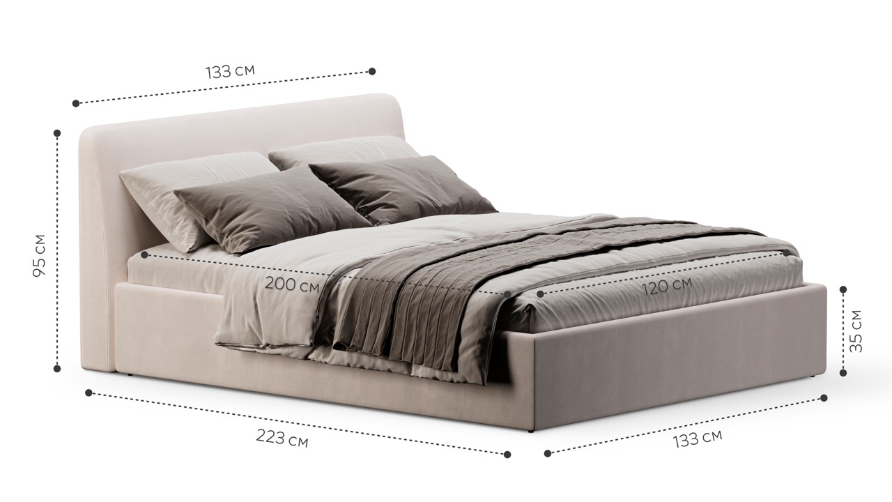Кровать Симпл 120х200 велюр velutto soft 190